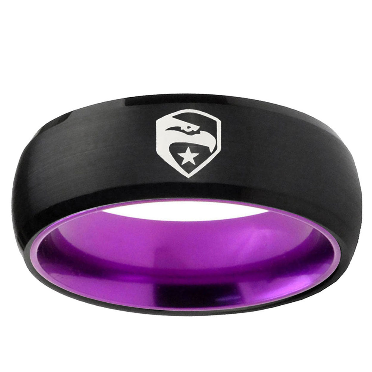 GI Joe Eagle Dome Black And Purple Tungsten Ring for Men
