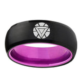 8mm Iron Man Art Reactor Dome Black Purple Wedding Ring For Man