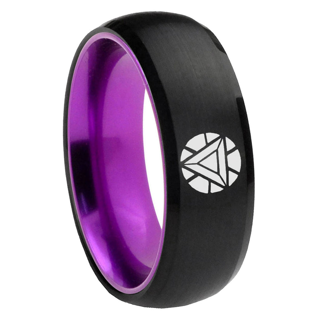 8mm Iron Man Art Reactor Dome Black Purple Wedding Ring For Man