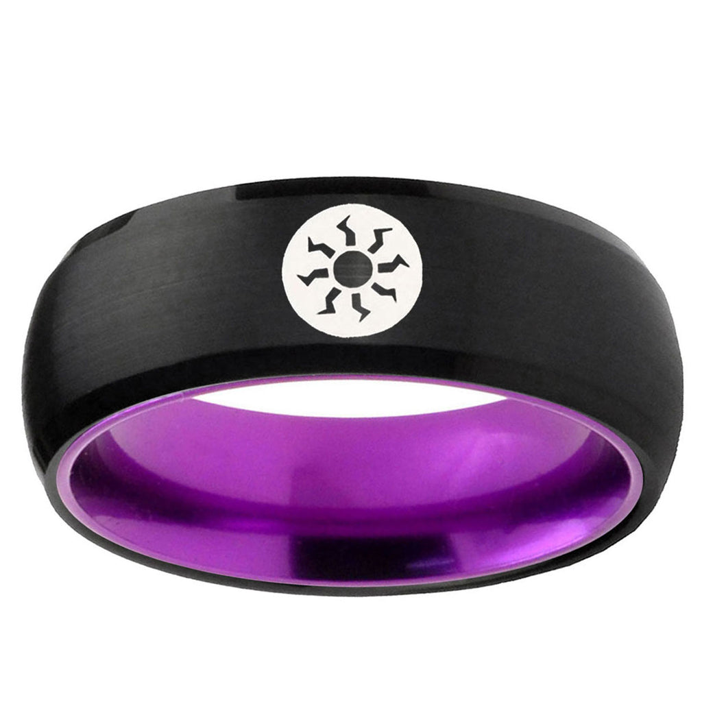 Magic The Gathering Dome Black Purple Tungsten Ring