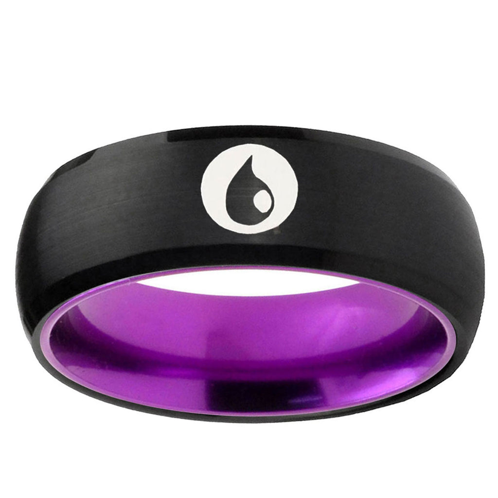 Magic Gathering Dome Black Purple Tungsten Mens Ring