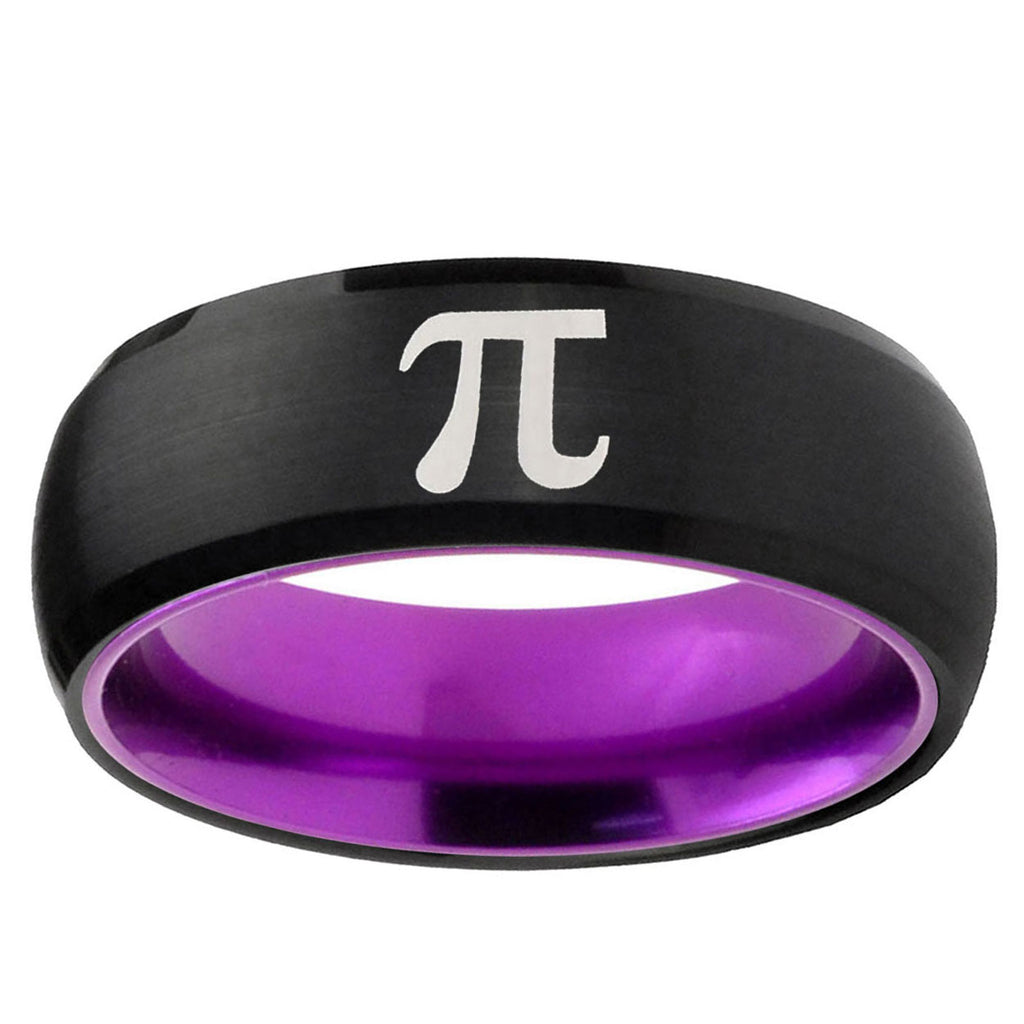 Math Pi Dome Black And Purple Tungsten Mens Engagement Band