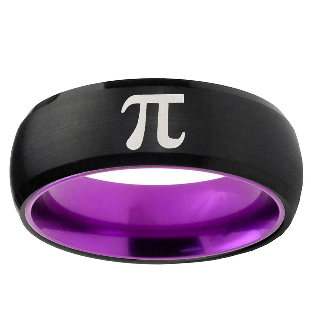 Math Pi Dome Black And Purple Tungsten Mens Engagement Band
