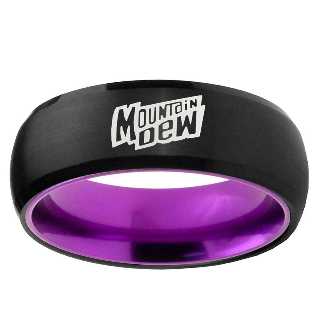 Mountain Dew Dome Black Purple Tungsten Mens Promise Ring