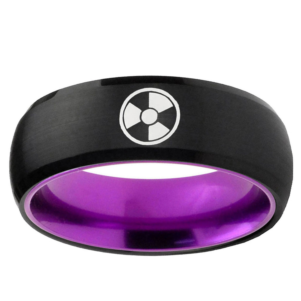 Radiation Dome Black And Purple Tungsten Ring Personalized