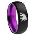 8mm Chimpanzee Dome Black And Purple Tungsten Custom Ring
