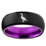 Cormorant Dome Black And Purple Tungsten Wedding Band Ring