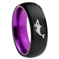 8mm Keller Whale Dome Black And Purple Tungsten Men's Ring