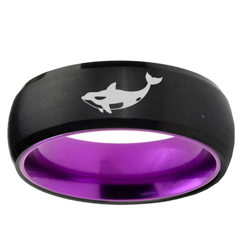 Keller Whale Dome Black And Purple Tungsten Men's Ring