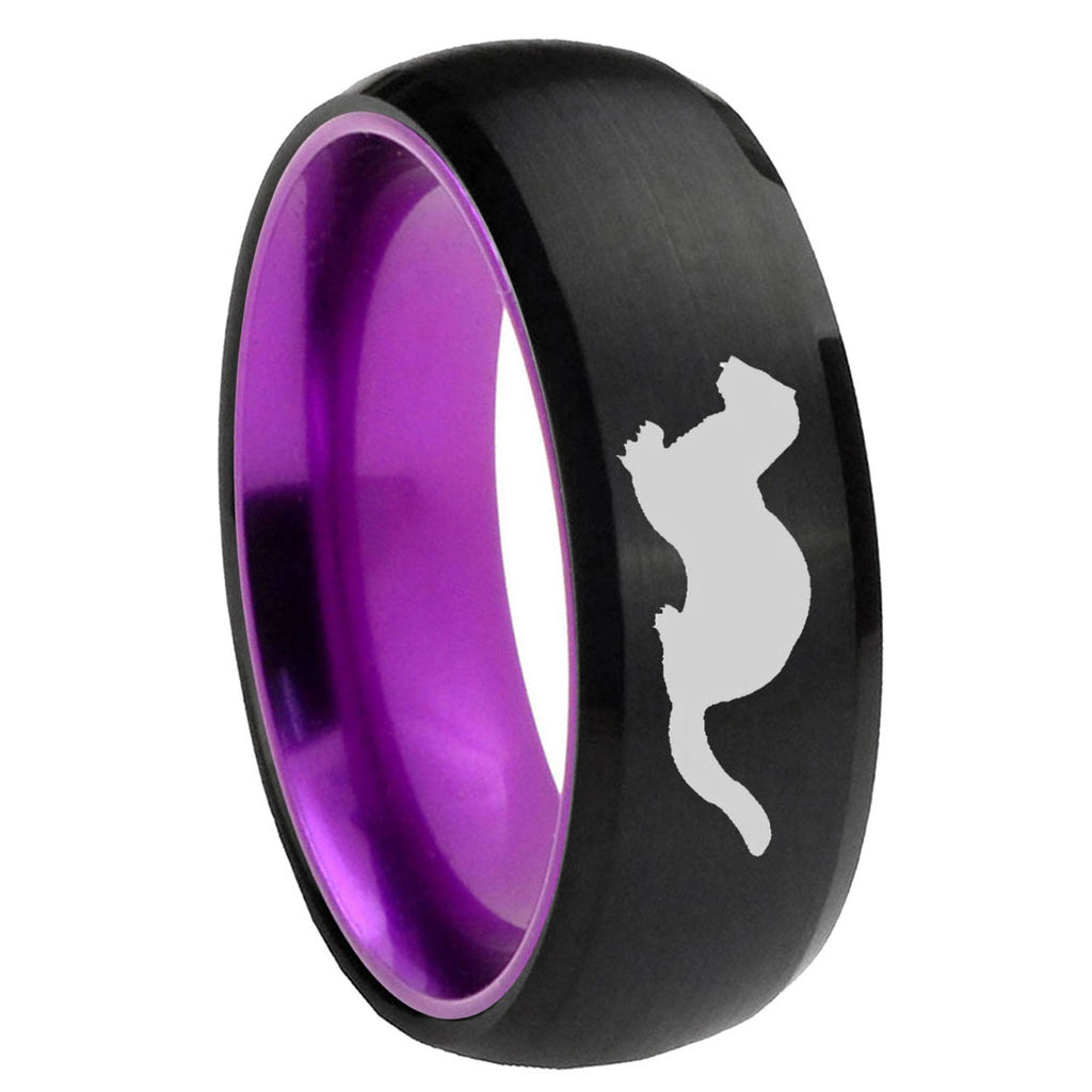 8mm Otter Dome Black And Purple Tungsten Men's Wedding Ring
