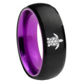8mm Sea Turtle Design Dome Black And Purple Tungsten Ring