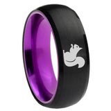 8mm Squirrel Dome Black And Purple Tungsten Carbide Ring