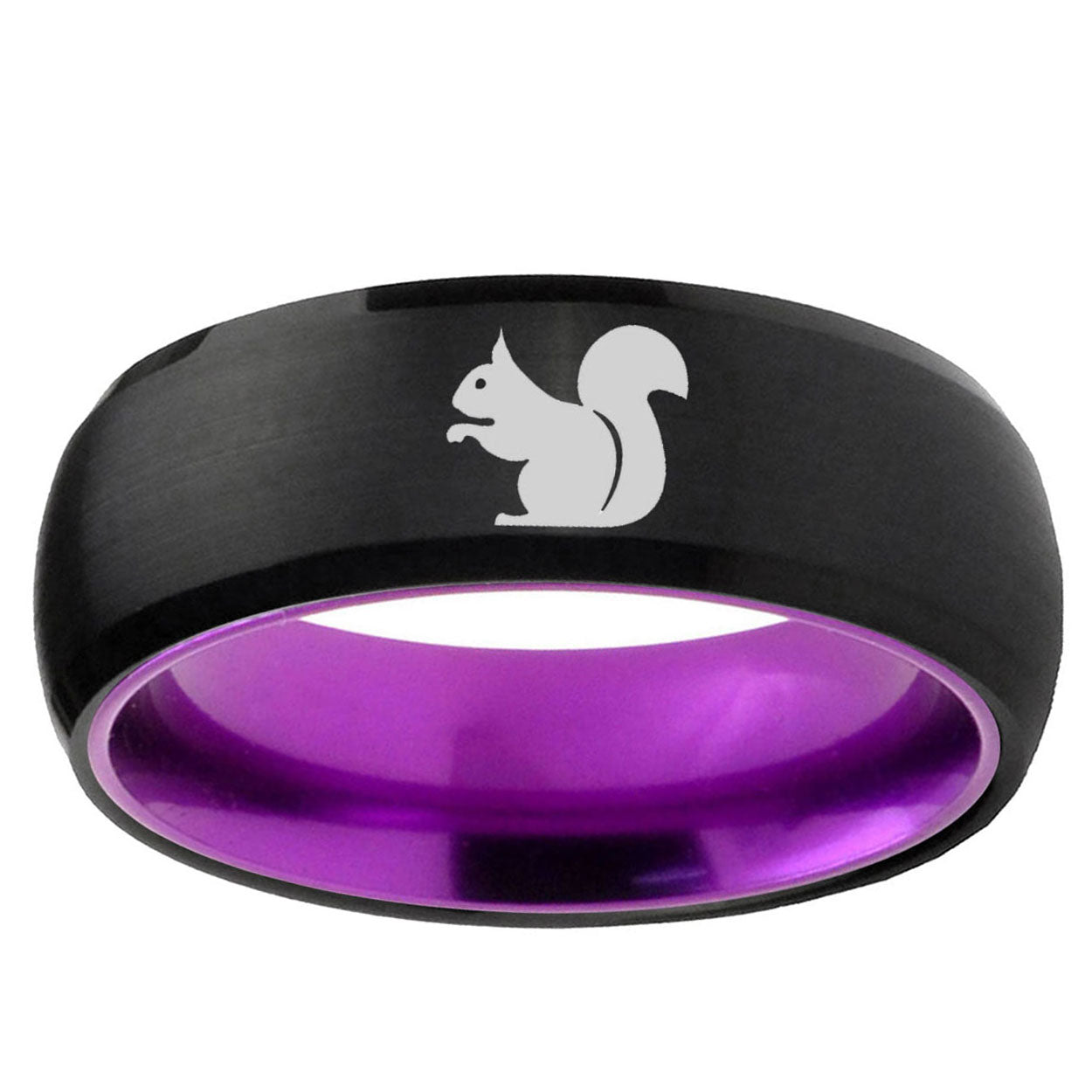 Squirrel Dome Black And Purple Tungsten Carbide Ring