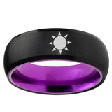 Sun Design Dome Black And Purple Tungsten Carbide Wedding Bands