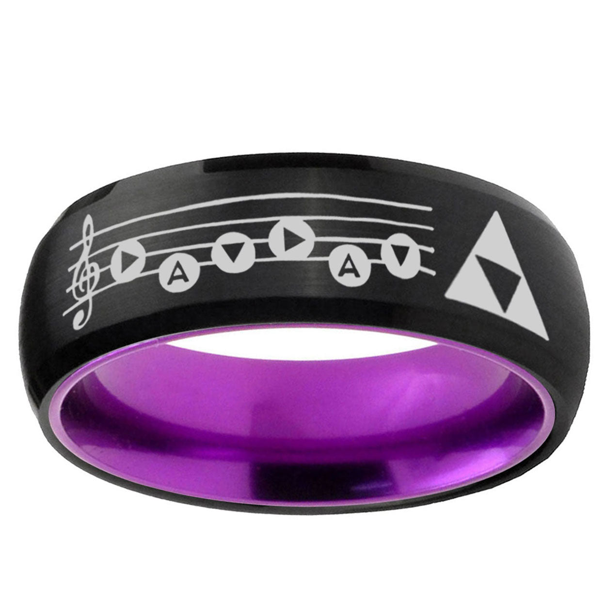 Ocarina Songs Zelda Dome Black Purple Wedding Ring For Man