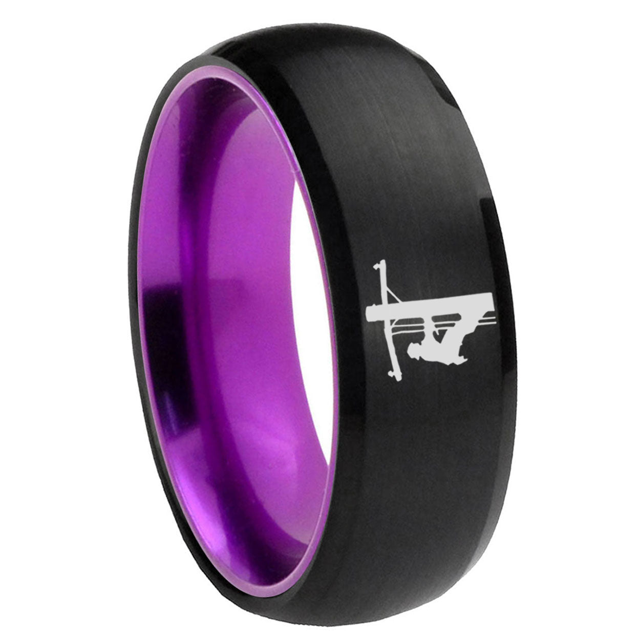8mm Lineman Symbol Dome Black Purple Wedding Ring For Man