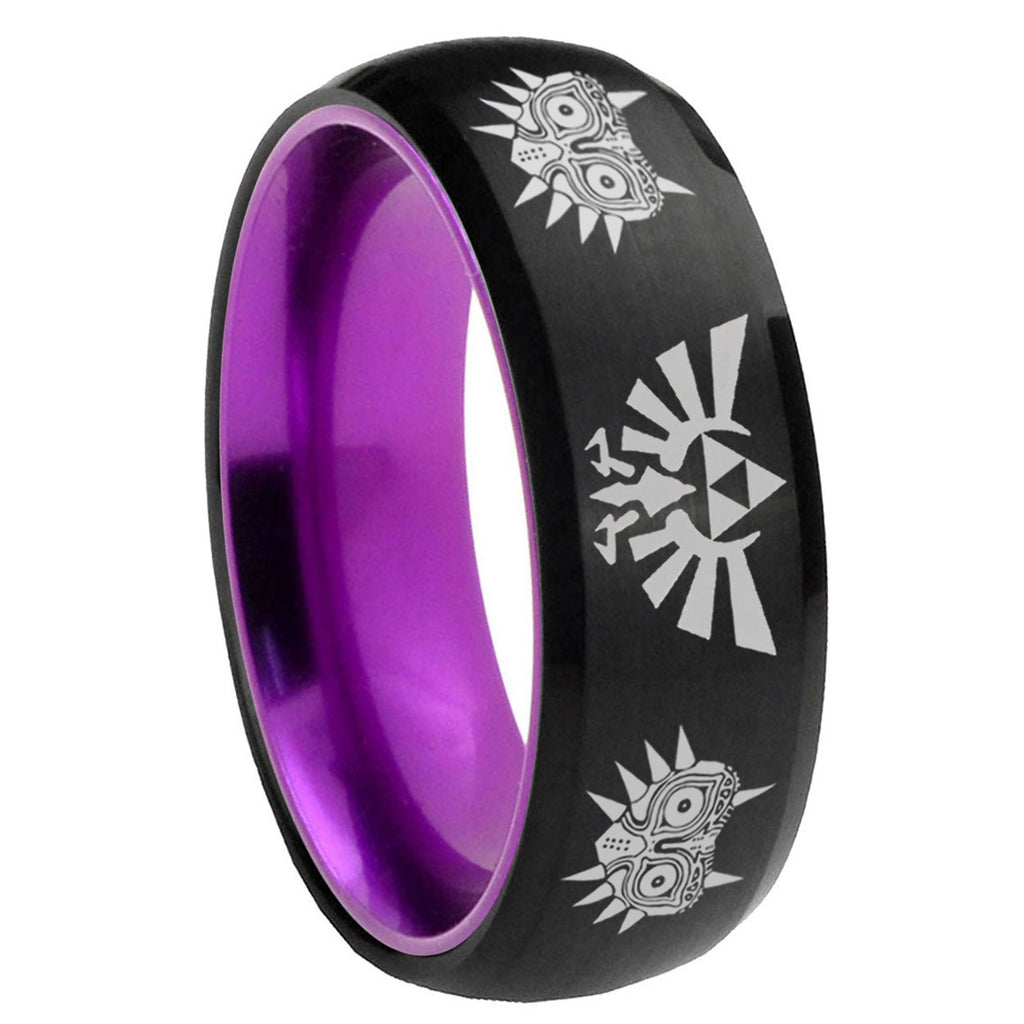 8mm Zelda Majora's Mask Dome Black Purple Wedding Ring For Man