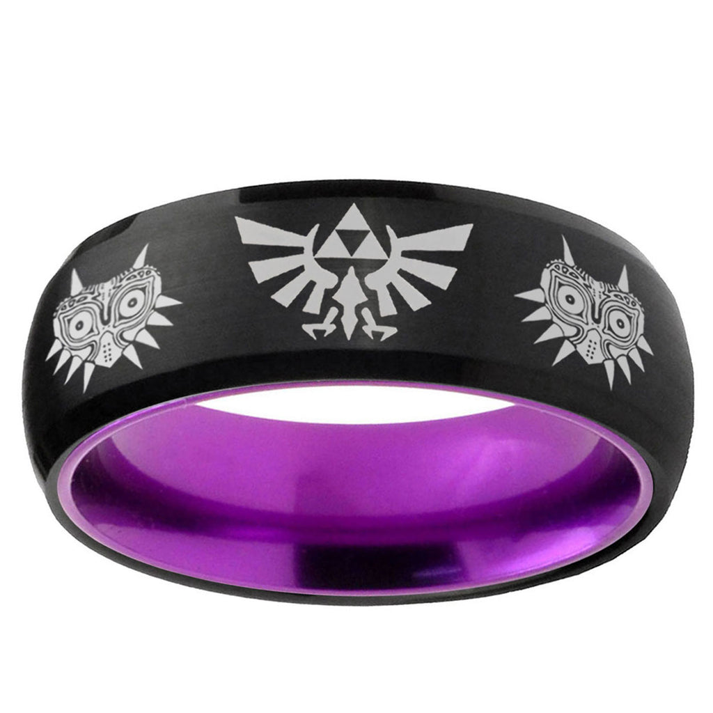 Zelda Majora's Mask Dome Black Purple Wedding Ring For Man