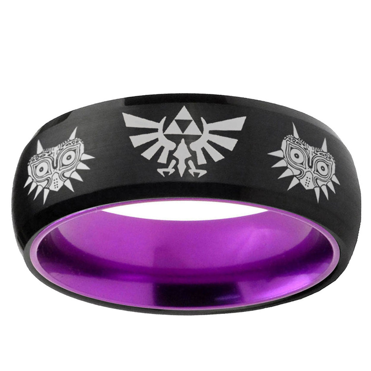 Zelda Majora's Mask Dome Black Purple Wedding Ring For Man