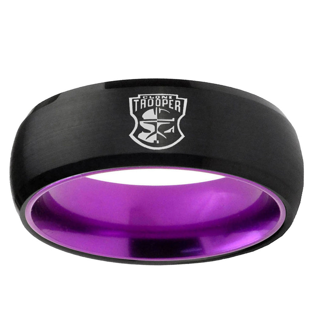 Clone Trooper Dome Black And Purple Tungsten Men's Ring