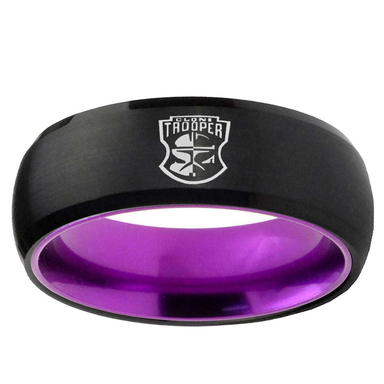 Clone Trooper Dome Black And Purple Tungsten Men's Ring