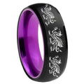 8mm Multiple Dragon Dome Black And Purple Tungsten Mens Ring