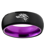 Wolf Dome Black And Purple Tungsten Engagement Band