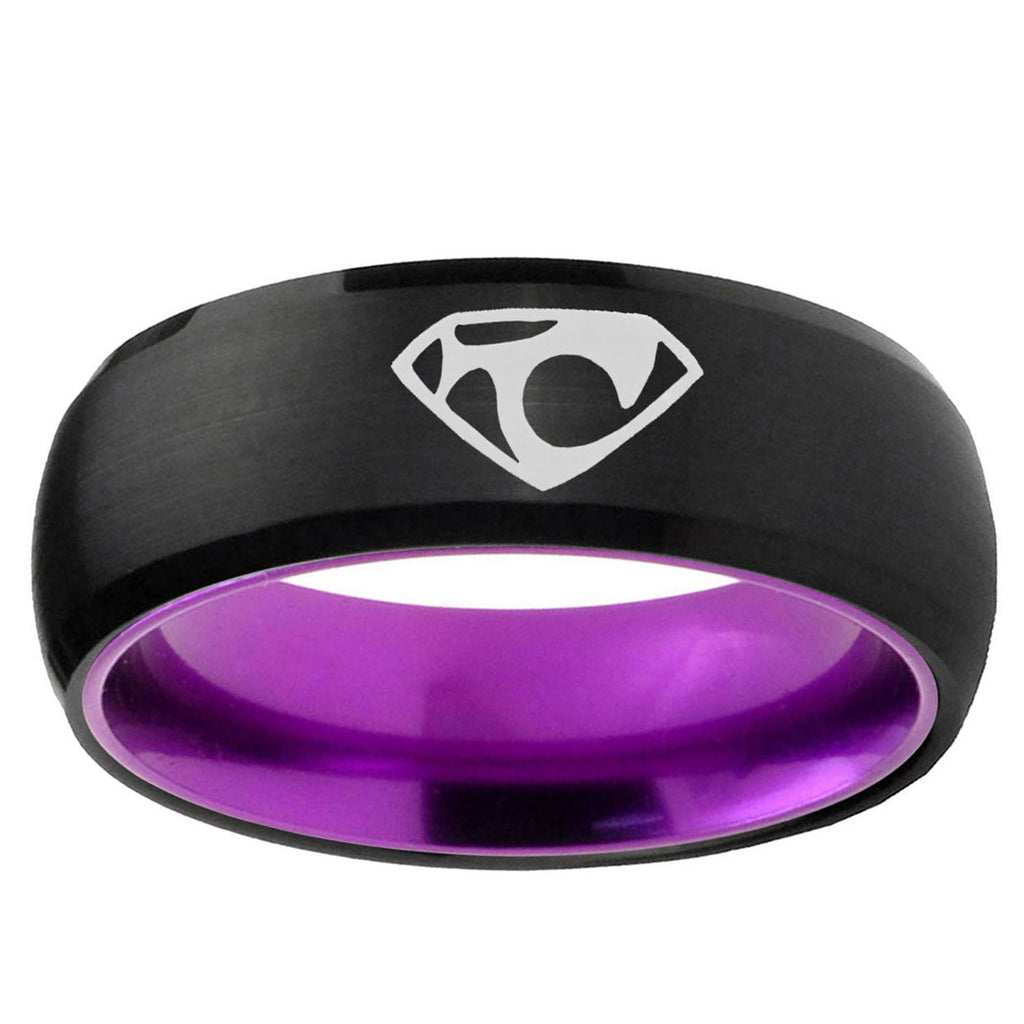 House of Van Dome Black Purple Tungsten Wedding Ring