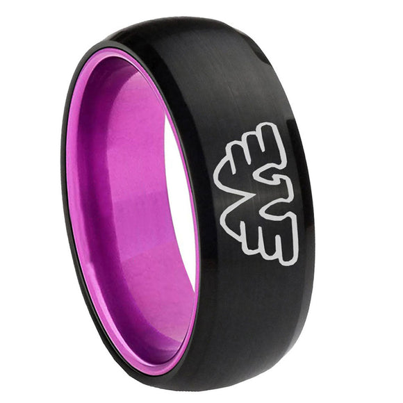 8mm Waylon Jennings Dome Black Purple Durable Wedding Bands