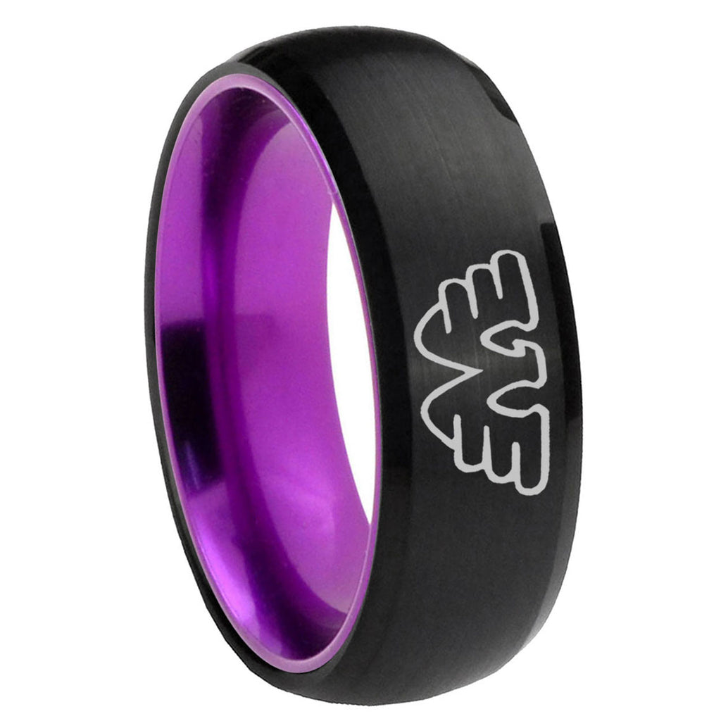 8mm Waylon Jennings Dome Black Purple Durable Wedding Bands