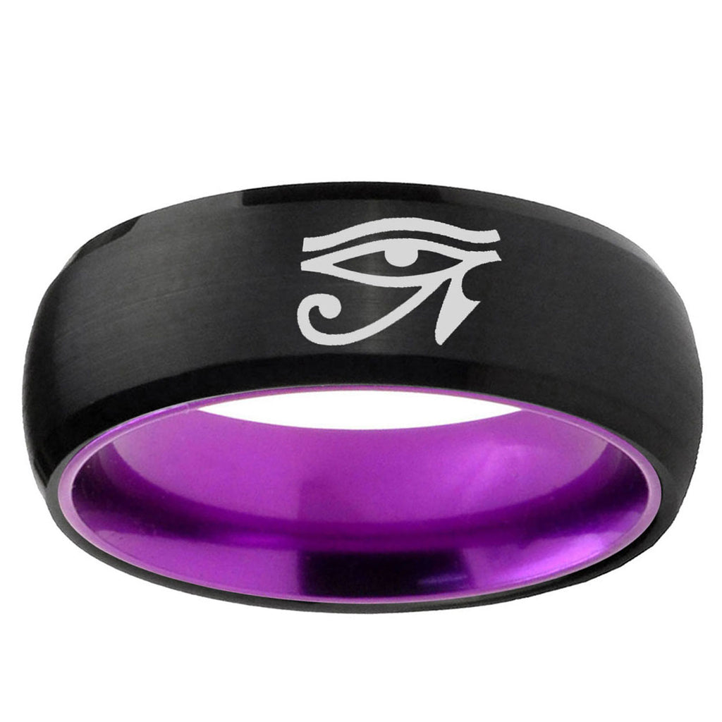 Seeing Eye Dome Black And Purple Tungsten Men's Bands Ring