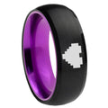 8mm Dome Black And Purple Zelda Heart Tungsten Engraved Ring