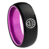 8mm White Lantern Dome Black Purple Mens Wedding Bands Unique