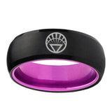 8mm White Lantern Dome Black Purple Mens Wedding Bands Unique