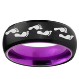 Foot Print Dome Black And Purple Tungsten Carbide Wedding Band Men's