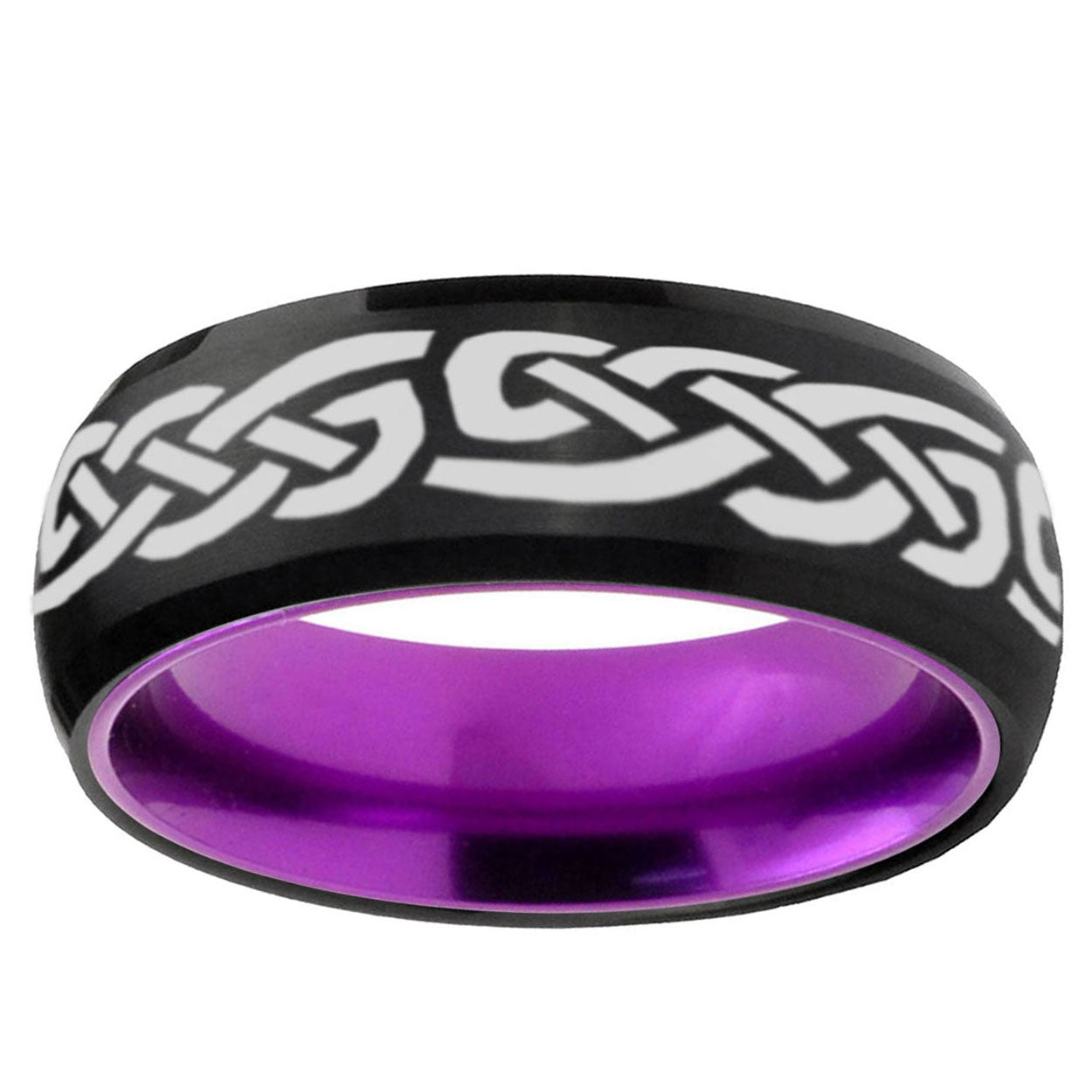 Celtic Knot Infinity Love Dome Black Purple Tungsten Ring