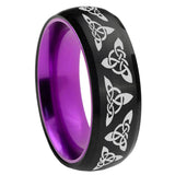 8mm Celtic Knot Dome Black And Purple Tungsten Carbide Promised Ring