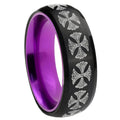 8mm Medieval Cross Dome Black And Purple Tungsten Men's Band