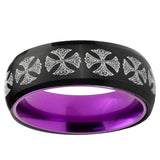 Medieval Cross Dome Black And Purple Tungsten Men's Band