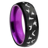 8mm Flying Geese Hunting Dome Black And Purple Tungsten Ring