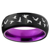 Flying Geese Hunting Dome Black And Purple Tungsten Ring