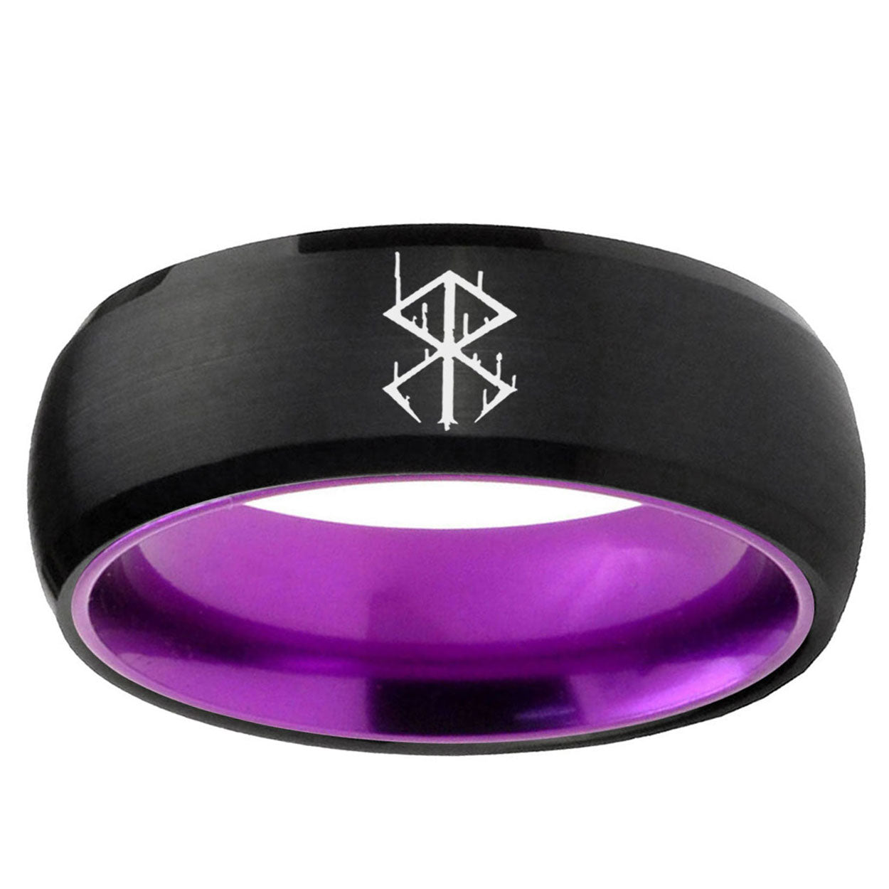 Stigma Sangrando Berserk Inspired Dome Black Purple Wedding Ring For Man