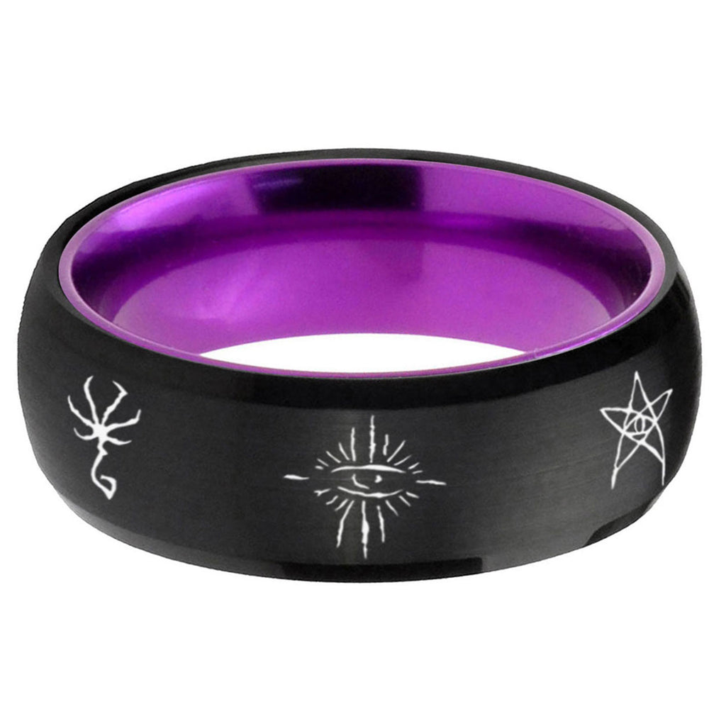 Blackborne Caryll Runes Dome Black Purple Wedding Ring For Man