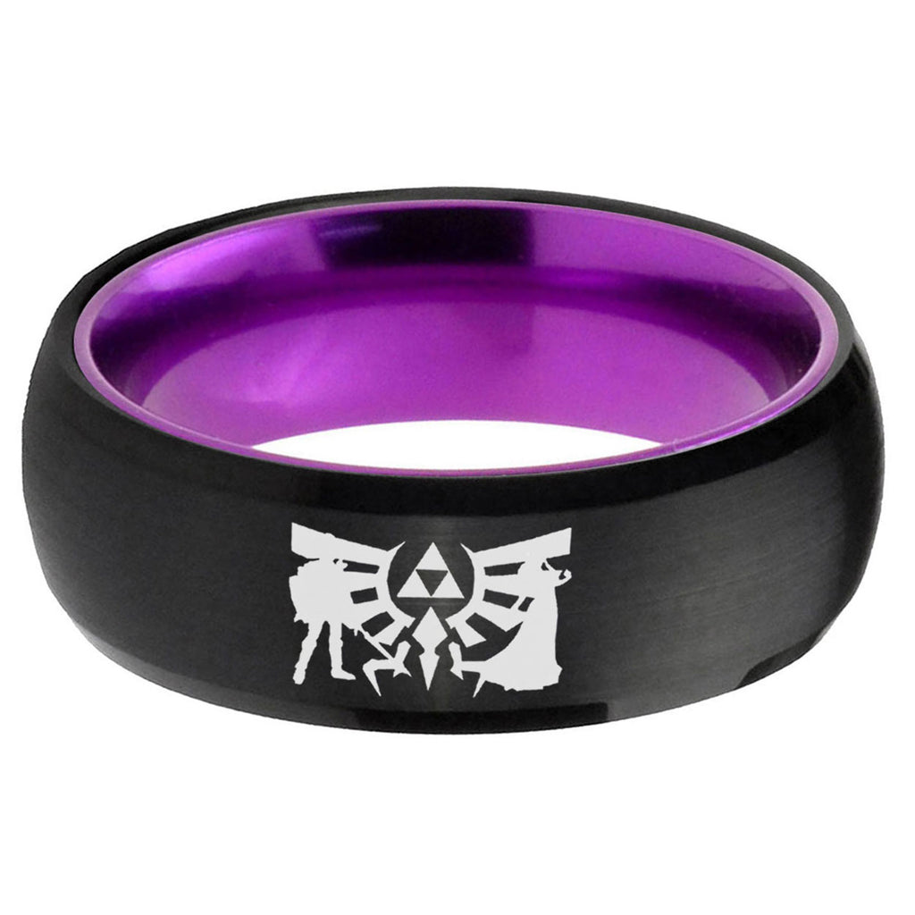 Zelda Link Dome Black Purple Wedding Ring For Man