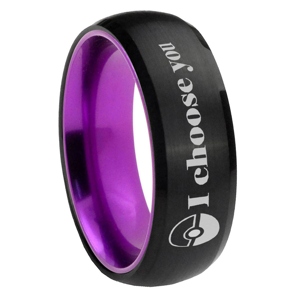 8mm Pokeball Pokemon Dome Black Purple Wedding Ring For Man