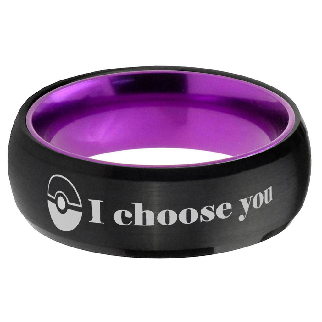 Pokeball Pokemon Dome Black Purple Wedding Ring For Man