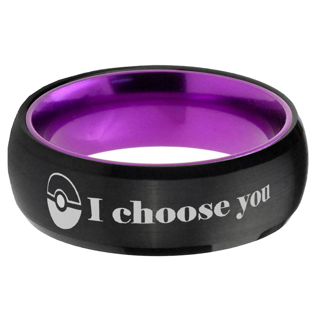 Pokeball Pokemon Dome Black Purple Wedding Ring For Man