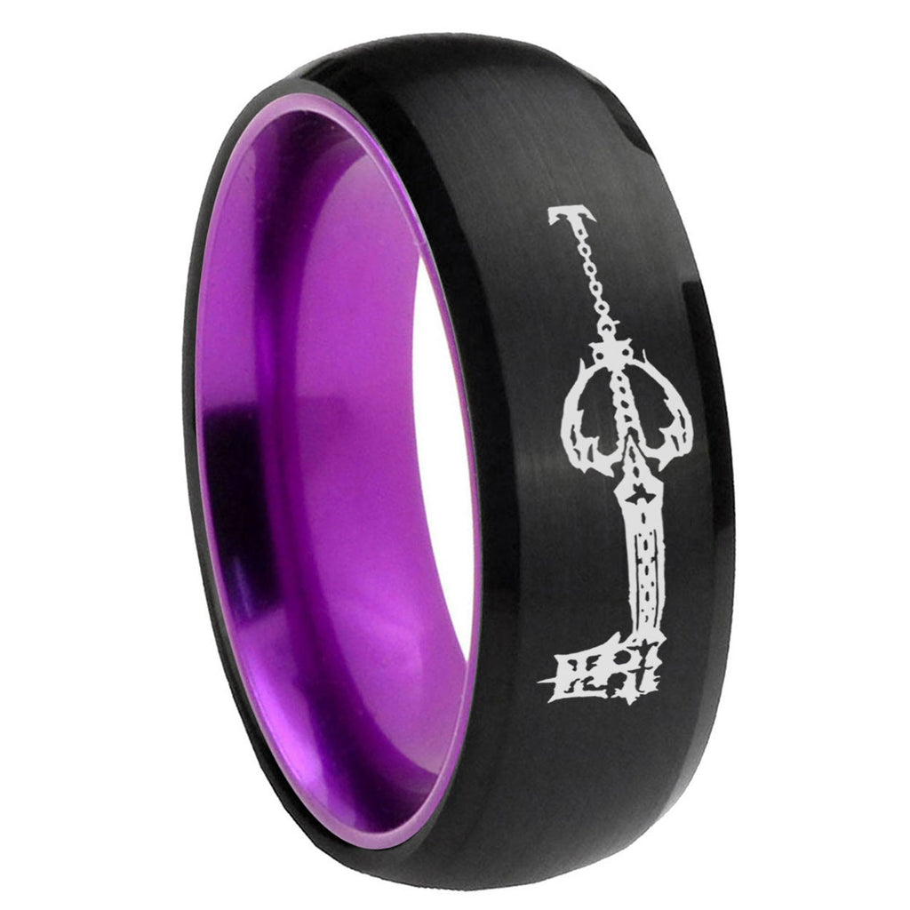 8mm kingdom heart keyblades Dome Black Purple Wedding Ring For Man