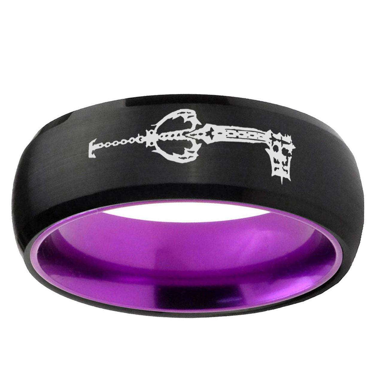 kingdom heart keyblades Dome Black Purple Wedding Ring For Man
