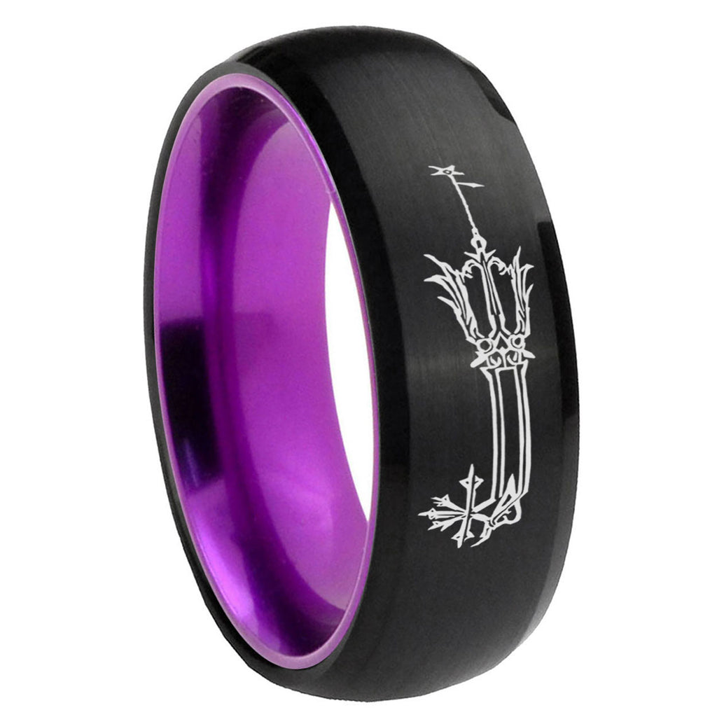 8mm Geekery Oathkeeper Kingdom Hearts Dome Black Purple Wedding Ring For Man